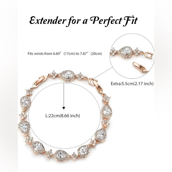 Teardrop wedding bracelet with extender - Picture 7 of 7